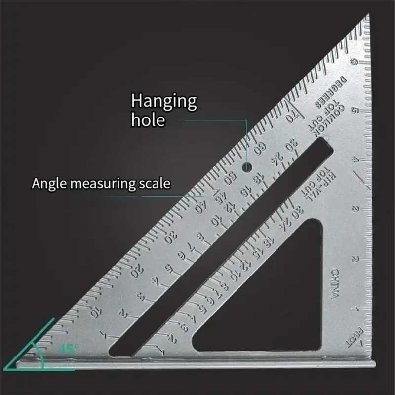 NEW 7 "Aluminum Alloy Triangle Ruler Precise Thickened Angle Ruler Aluminum Alloy Woodworking Measur