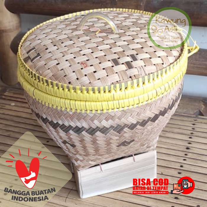 silahkan- Bakul Wakul Sangkul Boboko Ceting Nasi Kecil dengan Tutup dari Bambu