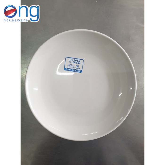 silahkan- Piring Makan Polos Bulat Putih Melamin 9" Onyx Primera 12090IVY02