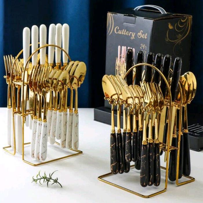 silahkan- Sendok Golden Gantung Set 24 PCS/ Kitchenware PeralaDtan Dapur Peralatan Makan/
