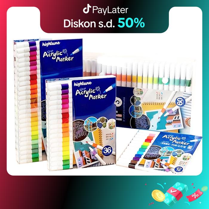 

New Hightune acrylic marker Set Spidol Akrilik - 12/24/36/48/60/80 Pena Warna - Stationery