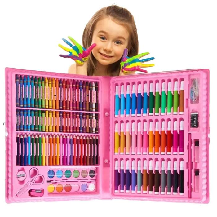 

New GROSIR Crayon Anak Set Koper 150 in 1 Krayon Mewarnai dan Melukis Lengkap dengan Cat Air