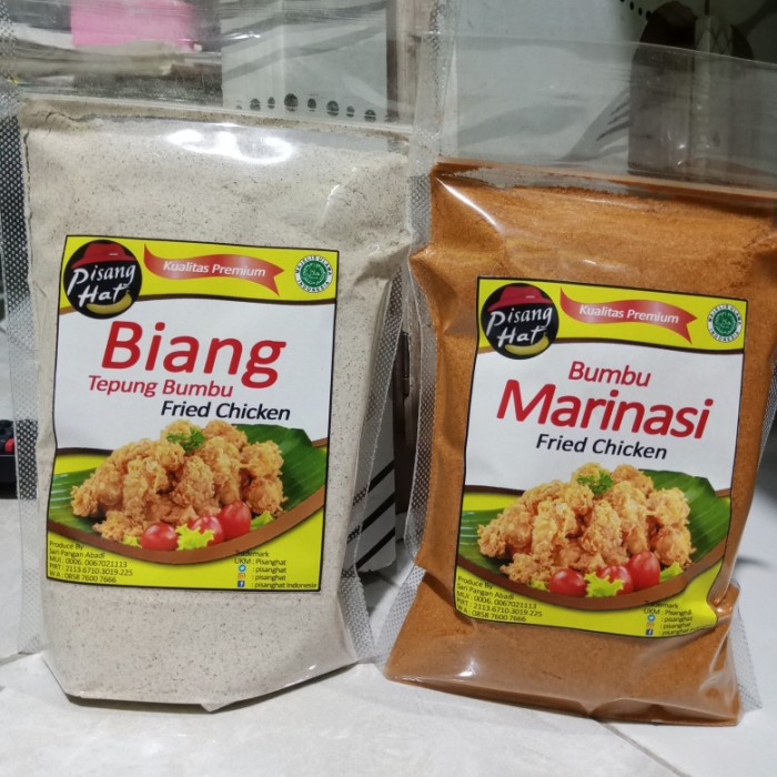 

paket biang tepung dan bumbu marinasi ayam goreng fried chicken 1kg