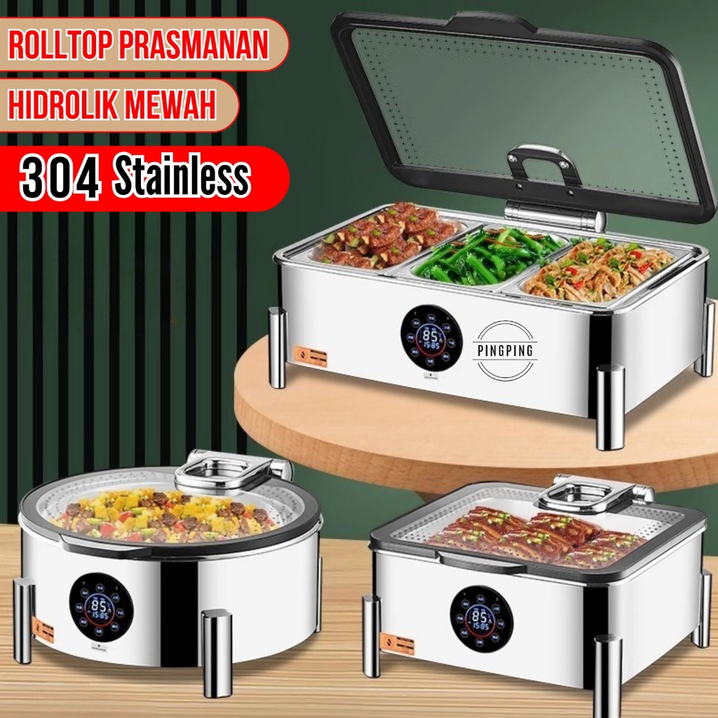 ID PINGPING ROLLTOP PRASMANAN HIDROLIK MEWAH 304 STAINLESS TUTUP HITAM