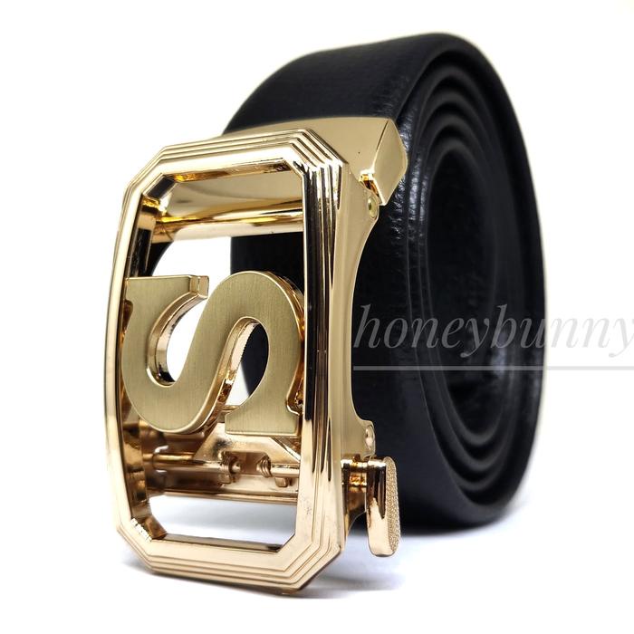 GESPER IKAT PINGGANG PRIA HURUF S GOLD MODEL REL