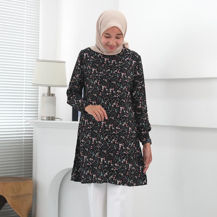 TUNIK WANITA KATUN TWILL RAYON MOTIF TERBARU - BUSUI & WUDHU FRIENDLY - KANCING, DRESS, PANJANG,