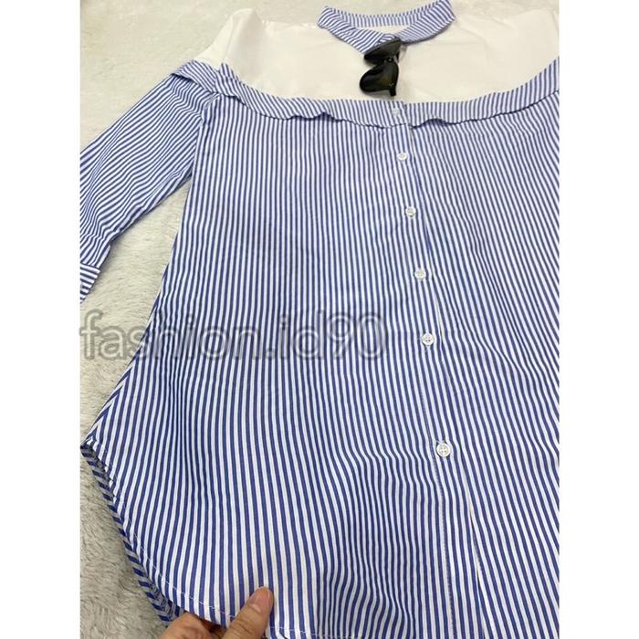 FASHION.ID90 TUNIK KEMEJA KOMBINASI KEMEJA SALUR BIRU 2068