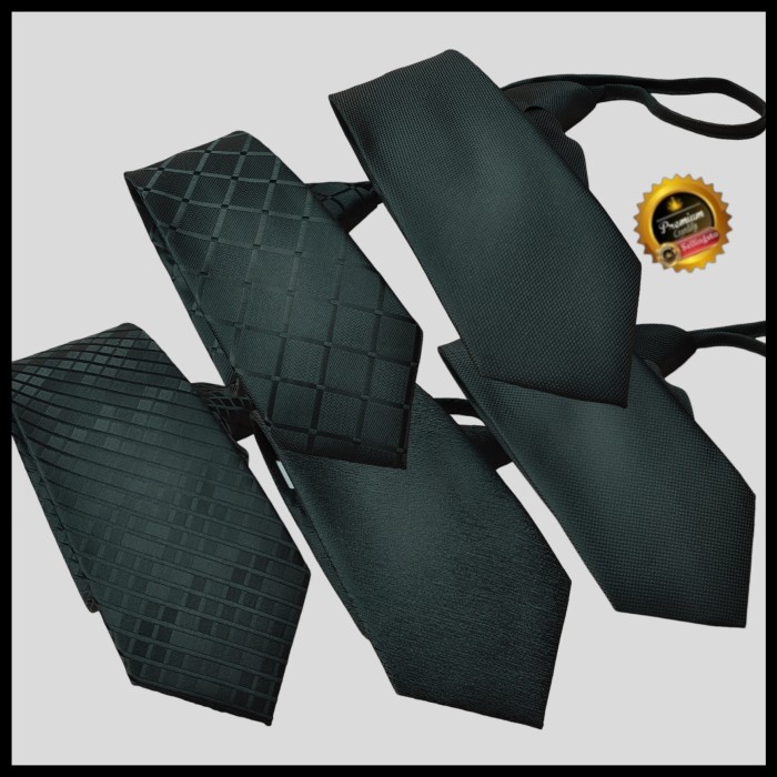 Promo Dasi Pria Hitam Polos Instan Dasi Kantor Hitam Super Black Original