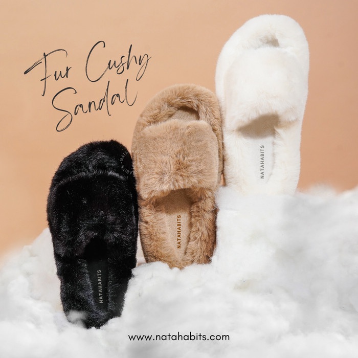 Fur Cushy Sandal - Sandal Bulu Premium - Home Slipper - Sandal Rumah -