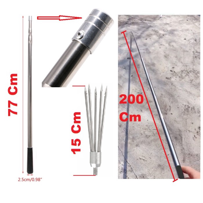 Ready Tombak Ikan 5 Prong Bahan Stainless Steel KEPALA TOMBAK CABANG harpoon