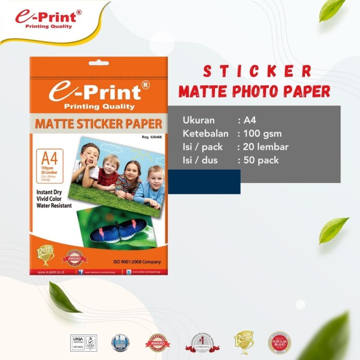 

New Kertas Foto e-Print Sticker Matte Paper 135 gsm