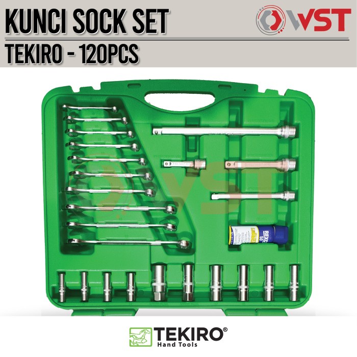 Gemilang Karya Tekiro Kunci Sock Set 120Pcs 1/4" 3/8" 1/2" 6Pt - Sok Set 120 Pcs