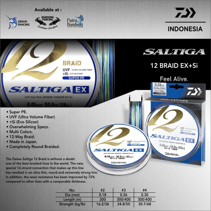 Ready PE Daiwa UVF Saltiga Sensor X12 EX+SI Braid Multicolor Senar Pancing