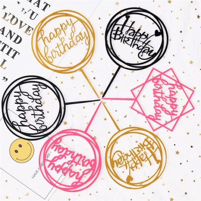 ID TOPPER ULTAH HAPPY BIRTHDAY AKRILIK 10PCS