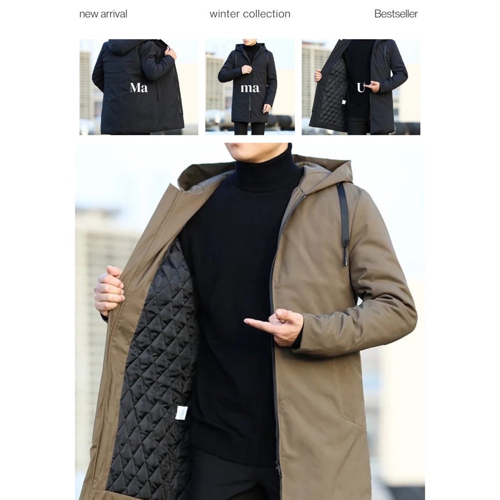 Jaket Jubah Panjang Musim Dingin Jaket Pria Korea
