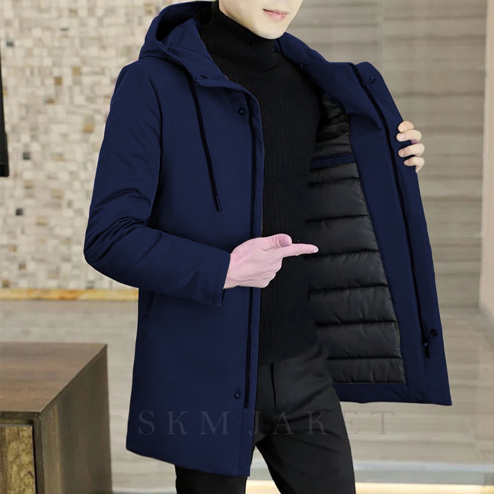 Jaket pria casual kekinian quilting / jaket pria korean style / long coat pria korea / jaket panjang