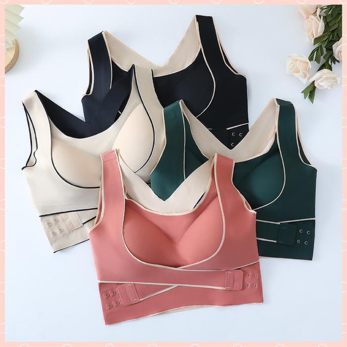 Rds - (New Product) Sport Bh Wanita Push Up Motif Polos Olahraga Gym Tali Silang Kait Depan 1228