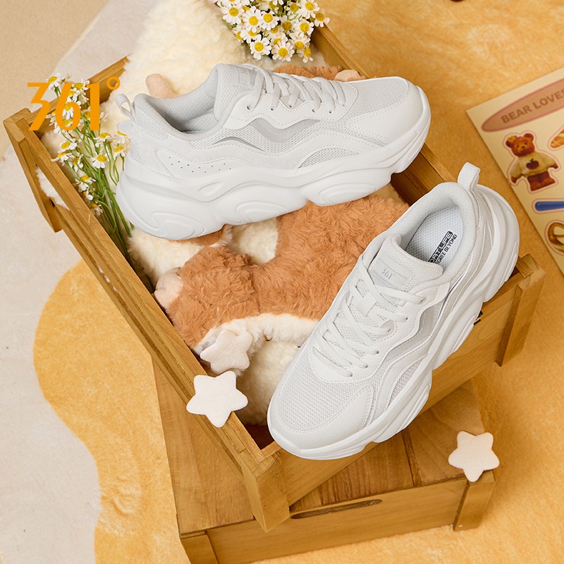 361 Degrees Women's Casual Shoes New Mesh Breathable Comfortable Thick-soled Rebound Versatile Light