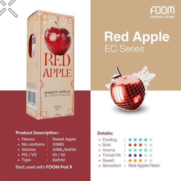 [SALT] FOOM RED APPLE SALTNIC 30ML 30MG BY FOOM X ERIKA CARLINA