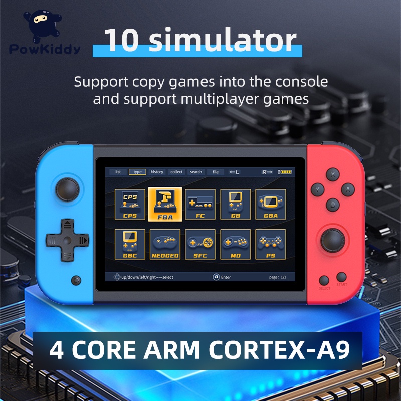 2025 New Powkiddy X51 5.0-inch IPS 800*480 Screen Retro Handheld Game Console Supports HD Output Mul