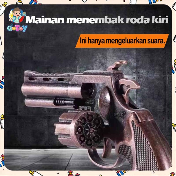 New Pistol Mainan Jadul Dompis Doblis Peluru Petasan Bahan Full Metal Toy Gun - Hitam