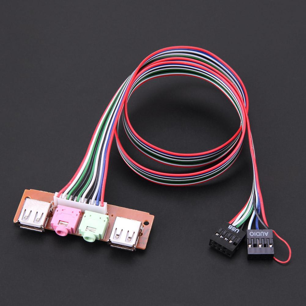 PC Computer Case Front Panel USB Audio Port Mic Earphone Cable