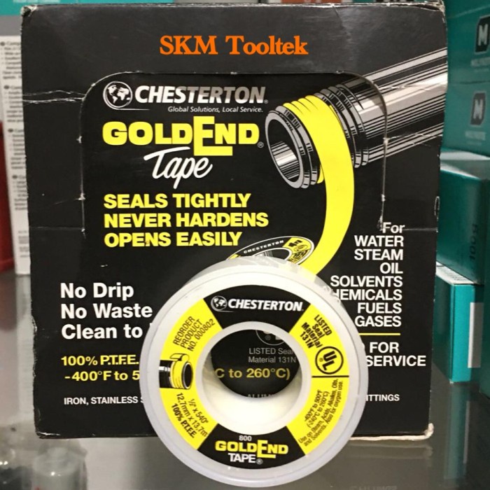 

TERBARU Chesterton Gold End Tape 12,7mmx13,7m (1/2"x540") 100% PTFE HOT SALE!