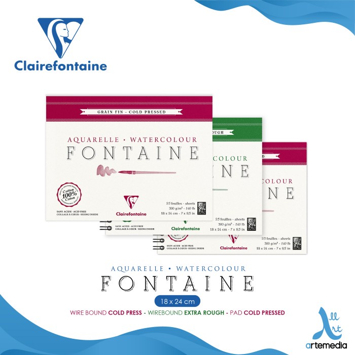 

TERBARU Kertas Cat Air Clairefontaine Fontaine 18x24cm Watercolor Paper PROMO!