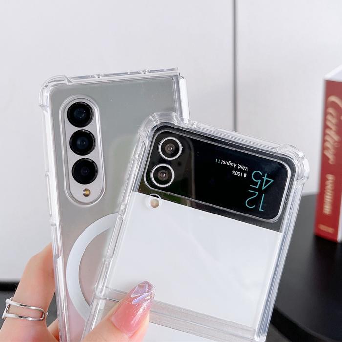 Najwa Gadget Case Suitable For Samsung Z Flip 3 Z Flip 4 Magsafe Clear Magnetic Wireless Charging