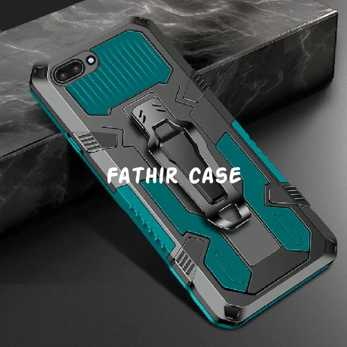 Najwa Gadget Oppo A3S - A5 Case Robot Belt Clip Standing Cover Armor Casing Hp Icristal Biru