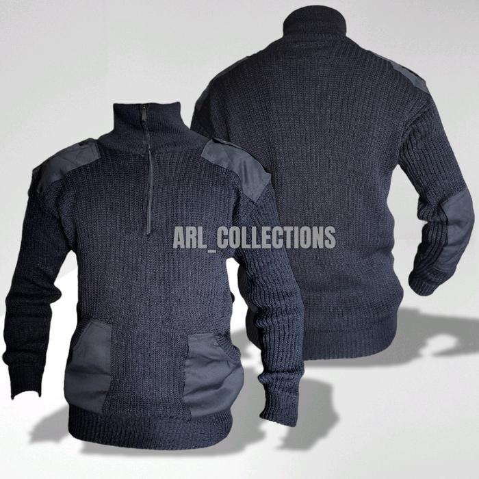 jaket sweater rajut hitam army - sweater rajut hitam pria wanita dewasa - sweater rajut kren Panjang