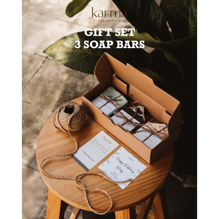 

Peno_Hay KARMA Custom Gift / Hamper / Kado Set Isi 3 - Natural Soap Bar