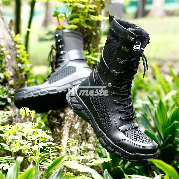 Dresto- Sepatu Safety Pdl Boa Tni/Polri/Security Semi Kulit Vmeste Boots Karet Shoes
