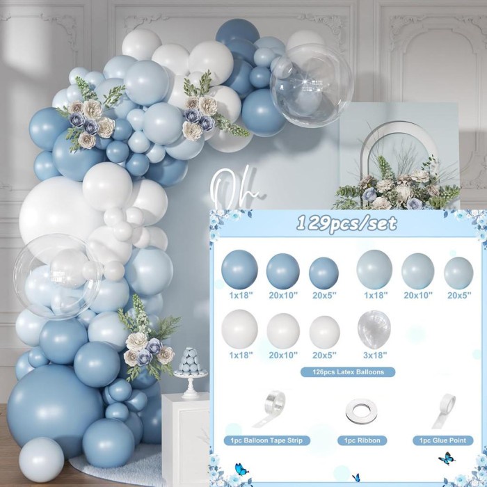 TERBARU Balon Gapura Biru Putih Berdebu Lampu Macaron Biru Pernikahan Ulang Tahun Baby Shower