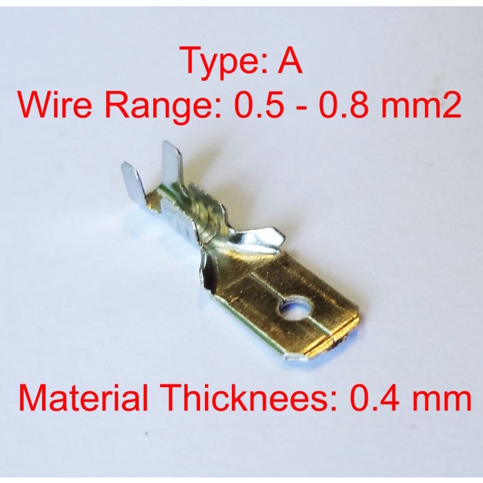 .........] Skun Kabel Male Gepeng 6,2x19.8mm. Tipe A. Ukuran kabel 0,5-0,8 mm2