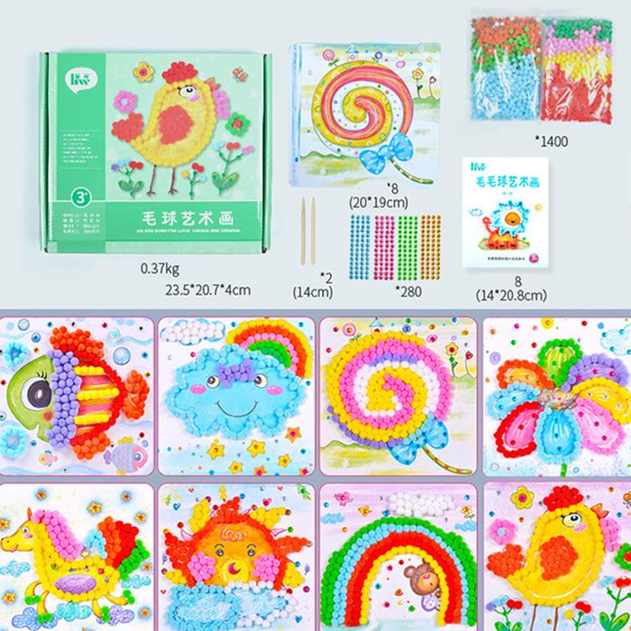 

8 Buah Hadiah Mainan Kerajinan Pom Pom Kit Seni & Kerajinan Untuk Anak-anak Balita Kit Kerajinan