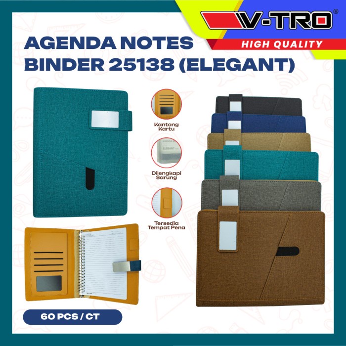 

Produk Unggulan] map binder looseleaf vtro kode elegant 25138 satuan sengan saku depan dan magnet)