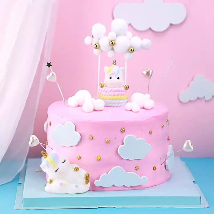 Mntb" Cake Topper Unicorn / Awan (Isi 9Pcs)