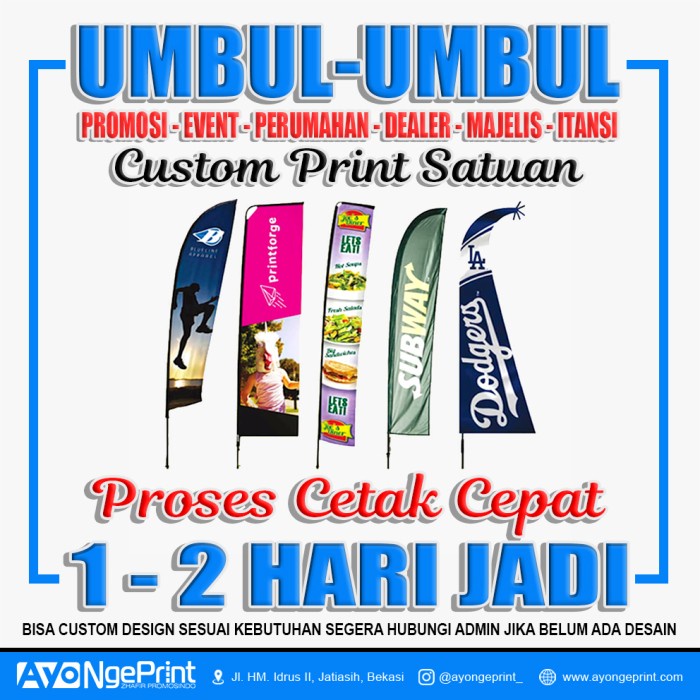 Mntb" Cetak Umbul Umbul Kain Printing Custom Satuan Murah 
