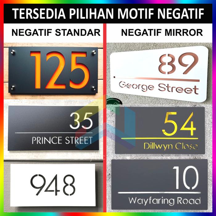 Nomor Rumah Acrylic Modern Timbul Negatif Nyala LED