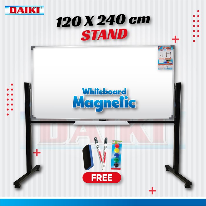 

Ready Whiteboard / Papan Tulis Magnet Daiki Double Face Stand Uk 120X240 Cm