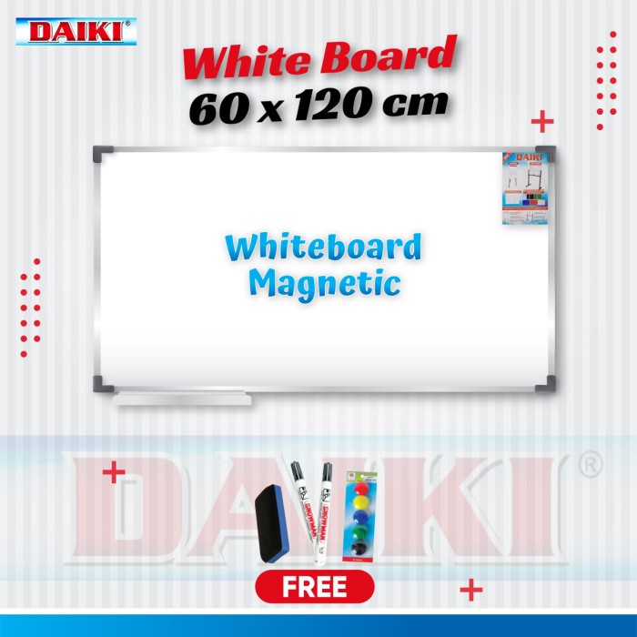 

Ready Papan Tulis / Whiteboard Daiki Magnetic Gantung Uk 60X120Cm