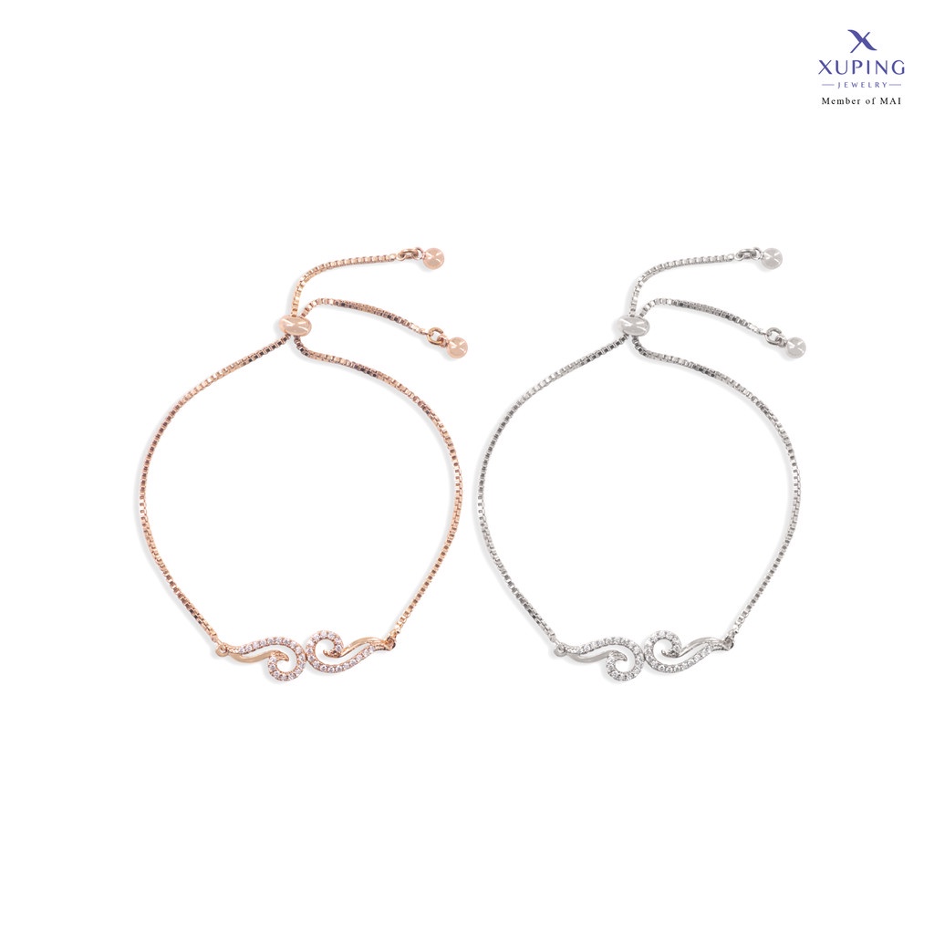 Xuping Gelang Serut Fashion Wanita Gold Perak Model Leaf