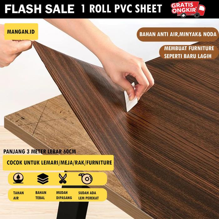 Stiker Hpl Ukuran 60cm x 3m Motif Serat Kayu Untuk Furniture Meja Lemari Dinding Sticker Wallpaper
