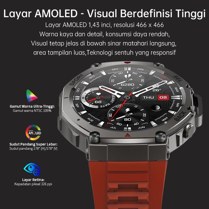 Produk BaruCitijungle Smartwatch Gps2: B78, Layar Amoled Hd, Gps Terpasang, Tahan Air Hingga 50
