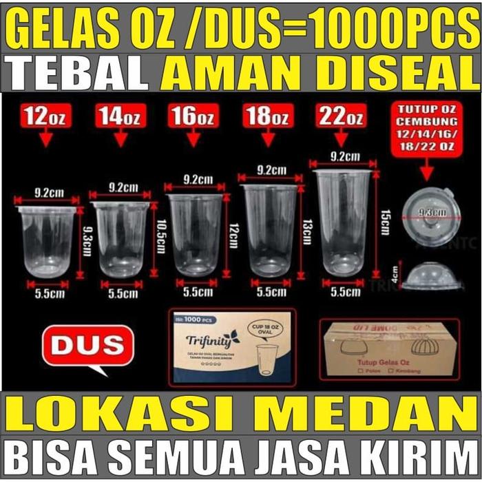 Gelas oz Oval 12oz 14oz 16oz 18oz 22oz Per Dus Bening Cup Plastik Js Krm Medan