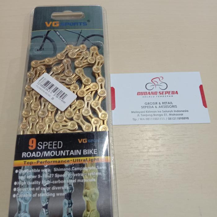 Paddock Rantai Vg Sports 9 Speed Gold Emas Sepeda