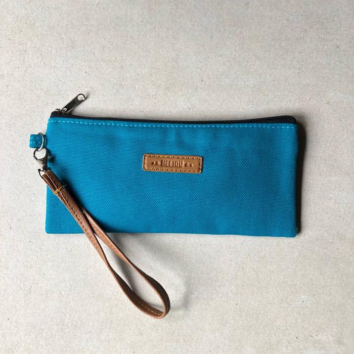 TERLENGKAP Dompet Pouch Hp Kain Kanvas Zipper Resleting Aesthetic Polos Heejou
