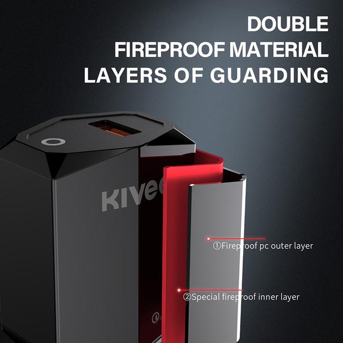 (Expert) Wall charger KIVEE QC3.0 + PD 18W fast charger light display 5V/3A