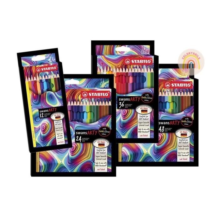 

*****] pensil warna swans arty hitam 12 / 24 / 48 warna stabilo